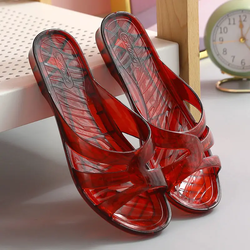 

Crystal slippers women Indoor outdoor slippers Transparent Anti-slip anti-odor shoes for women PVC Cozy Women Beack sandals 2023