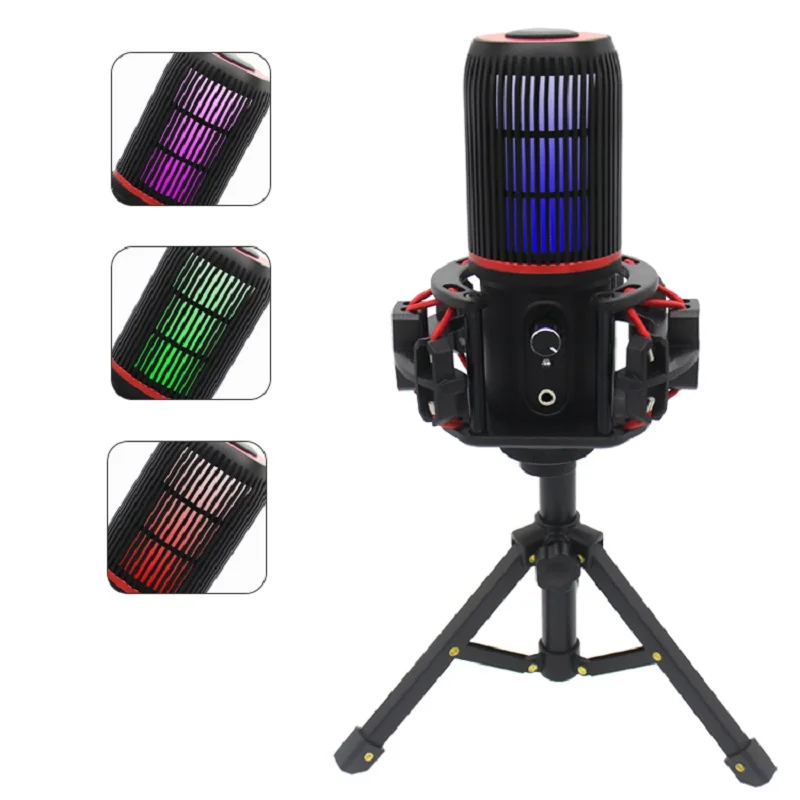 RGB USB Gaming Microphone Set with Flexible Arm Stand Pop Filter Plug&Play with PC Laptop Computer Streaming Podcast Mic