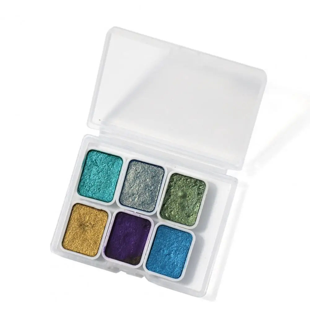 6Pcs/Box 6Pcs Nail Solid Pigment Colorful Nail Art Decor Top Coat Watercolor Metallic Pigment Nail Drawing Polish Nail Supplies