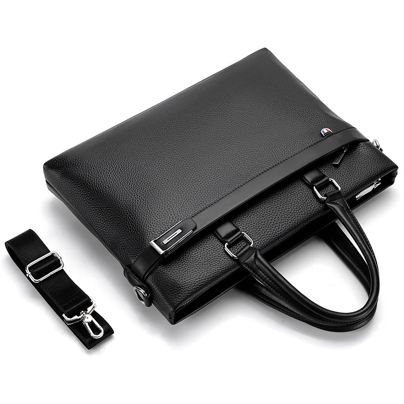 Business Black Men's Briefcase Bag Soft Leather Handbag Luxury Shoulder Messenger Bag Casual Man Laptop Tote Bag