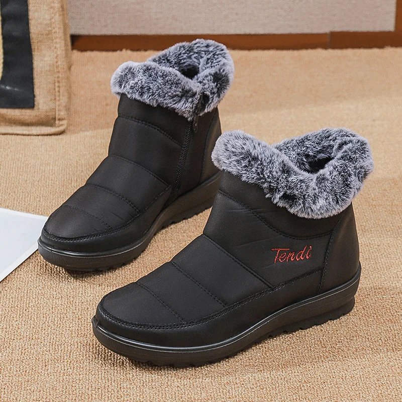 Winter Snow Ankle Boots for Women Casual Woman Shoe Waterproof Winter Boots Zipper Female Plush Furry Boots Platform Botas Mujer