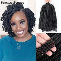 ombre spring twist hair 8 inch fluffy crochet braids synthetic hair extensions braids free tress curly twists for black women