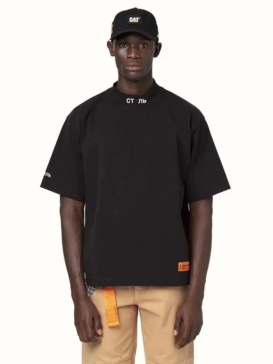 Модный бренд Половина водолазка пуловер футболка Для мужчин женщин с вышивкой