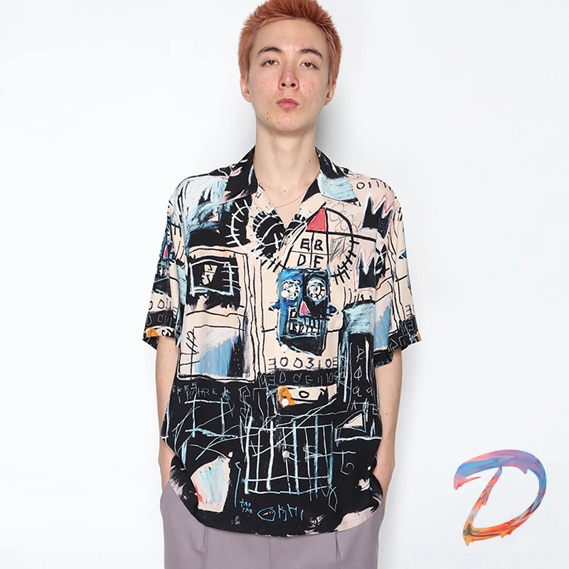 1:1 High Quality Wacko Maria Shirts Graffiti Hawaiian Short Sleeve Shirt