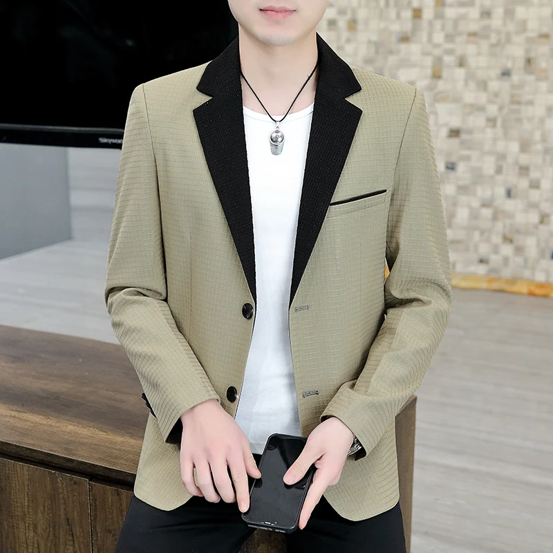 

New Solid Color Blazers Jackets 2023 Spring Autumn Mens Business Casual Lapel Coats Slim Blazer Suit Outwear Formal Top Clothing