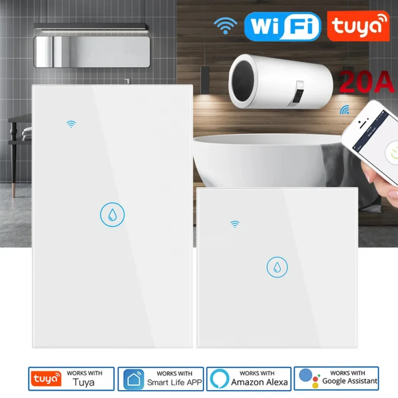 Фото Wi-Fi выключатель для водонагревателя 20А Tuya, стандарт ЕС/США/Бразилии, управление через приложение, таймер, сенсорная панель управления. №2