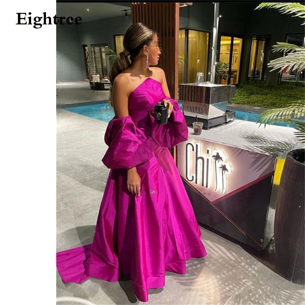 

Eightree Formal Fuchsia Prom Dresses Strapless Stain Pleat Long Evening Dress Abendkleider Dubai Robe De Soirée Party Grown 2023
