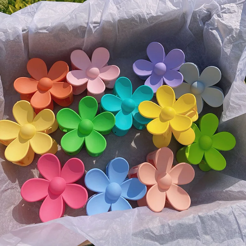 

Wholesale 30pcs Korean Ins Grab Clip Big Flower Hairpin Bright Color Girl Japanese Style Big Hair Grab Plate Clip Jewelry