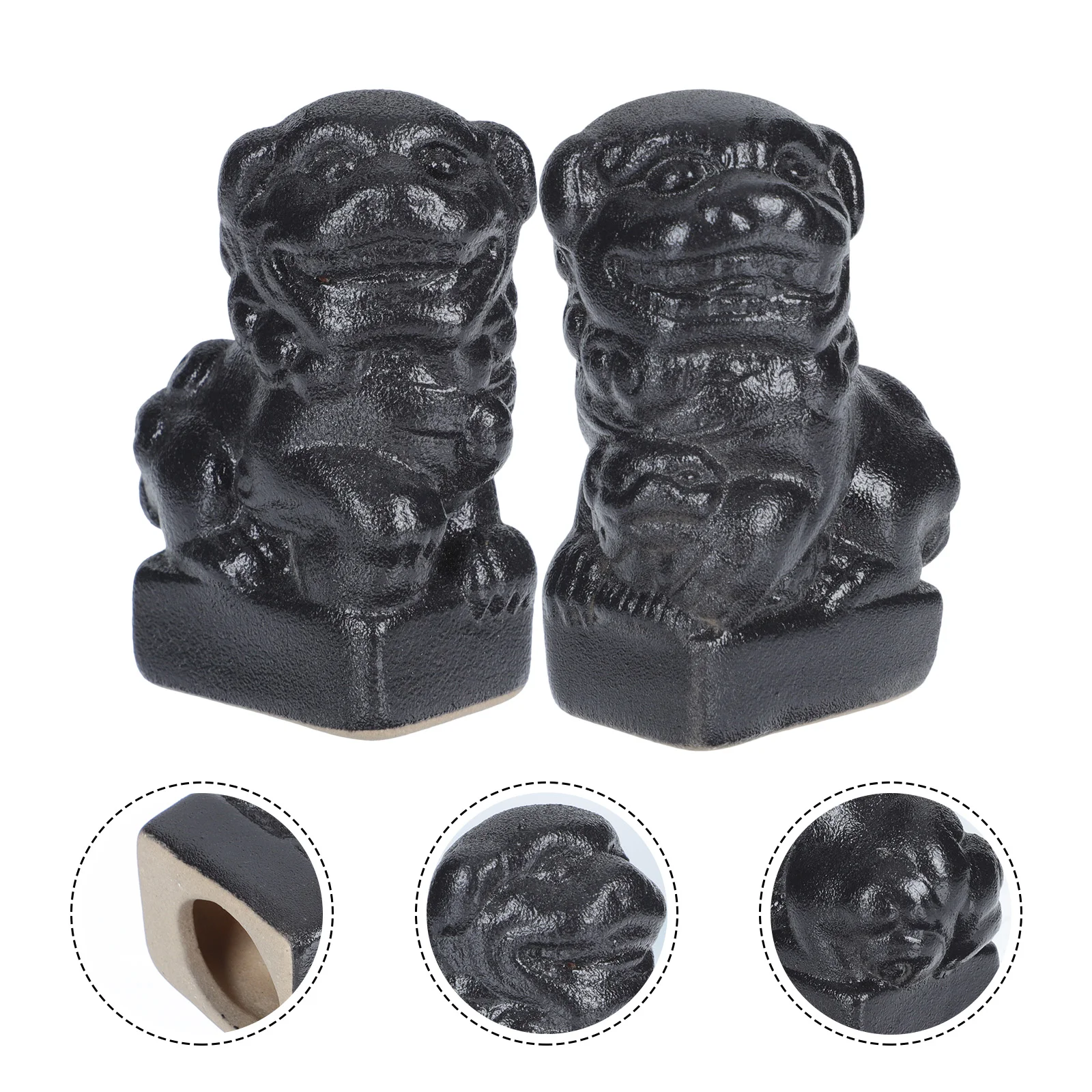 

2Pcs Guardian Lion Statues Micro Landscape Decorations Miniature Guardian Lions