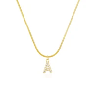 hip hop necklace snake bone chain 26 english letters clavicle chain exquisite pendant set with diamond ornaments simple gold pen