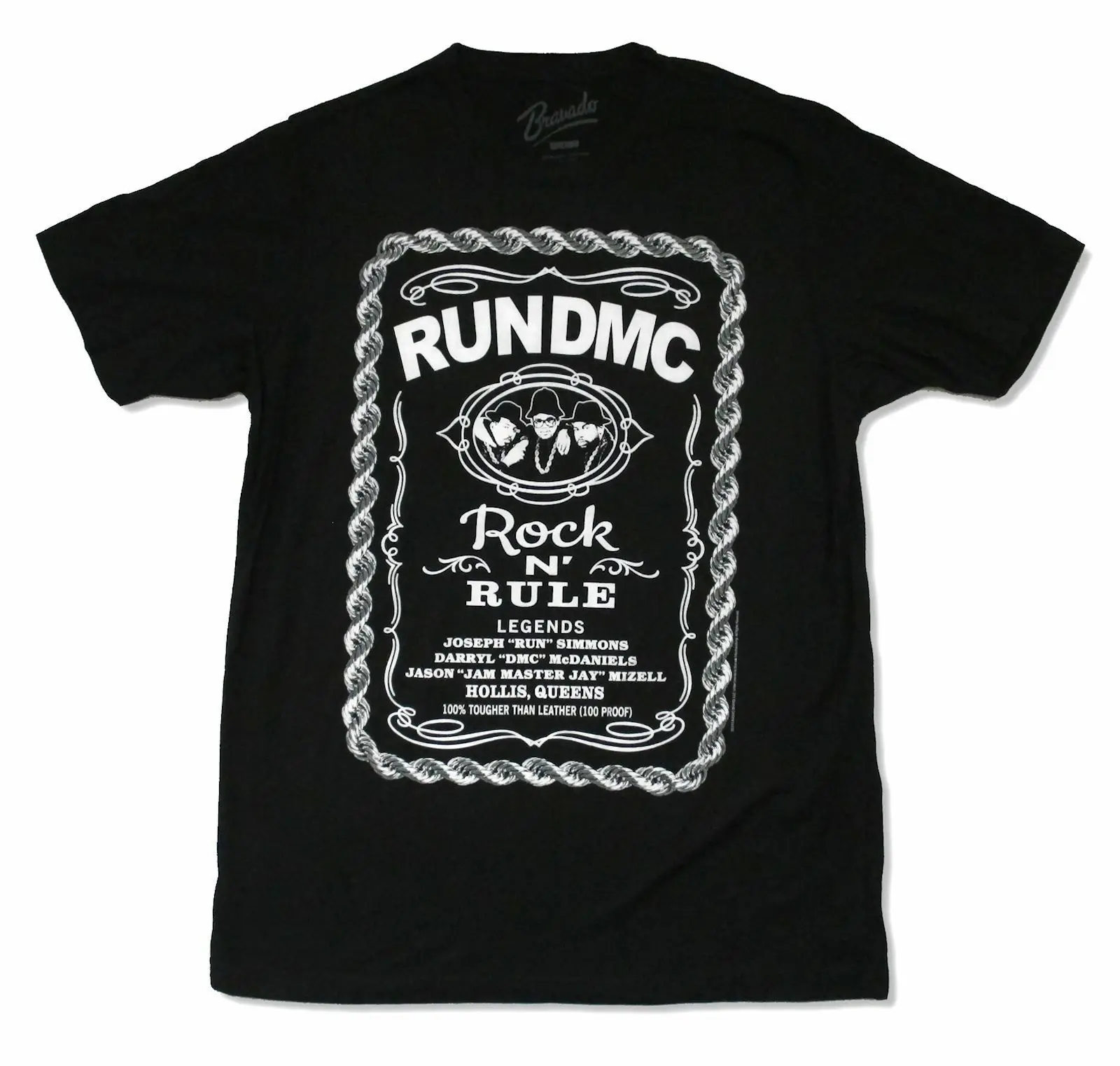 

Run Dmc Whiskey Label Rock N Rule Black T Shirt New Merch