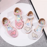 baby girl princess sandals sweet 2022 new summer toddler baotou bling sequins rhinestone love star fashion pink children sandals