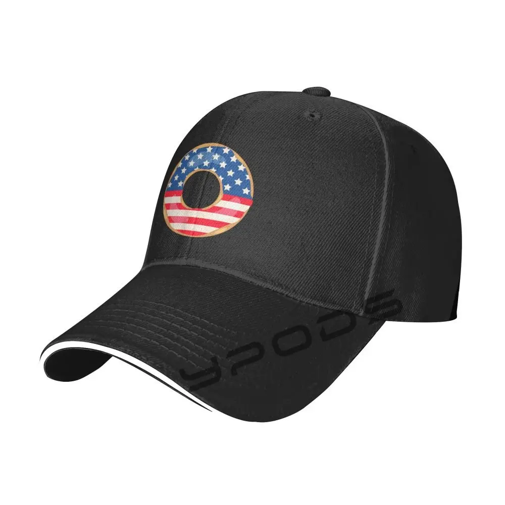 

Baseball Caps For Men Logo ForAmerican Patriotic Donut With Flag Of USA Men Doughnut Cap For Women Snapback Hat Snapback
