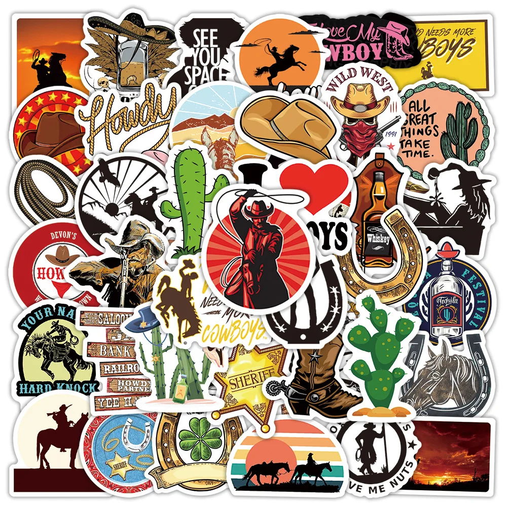

10/30/50pcs Cool Western Cowboy Graffiti Stickers Cartoon Decal DIY Laptop Guitar Luggage Phone Waterproof Toy Kids Sticker Pack