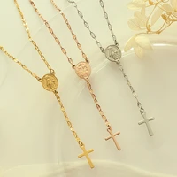 yaonuan 2022 religious jewelry virgin mary jesus cross pendant gold plated titanium steel necklace for women sweater chain gifts