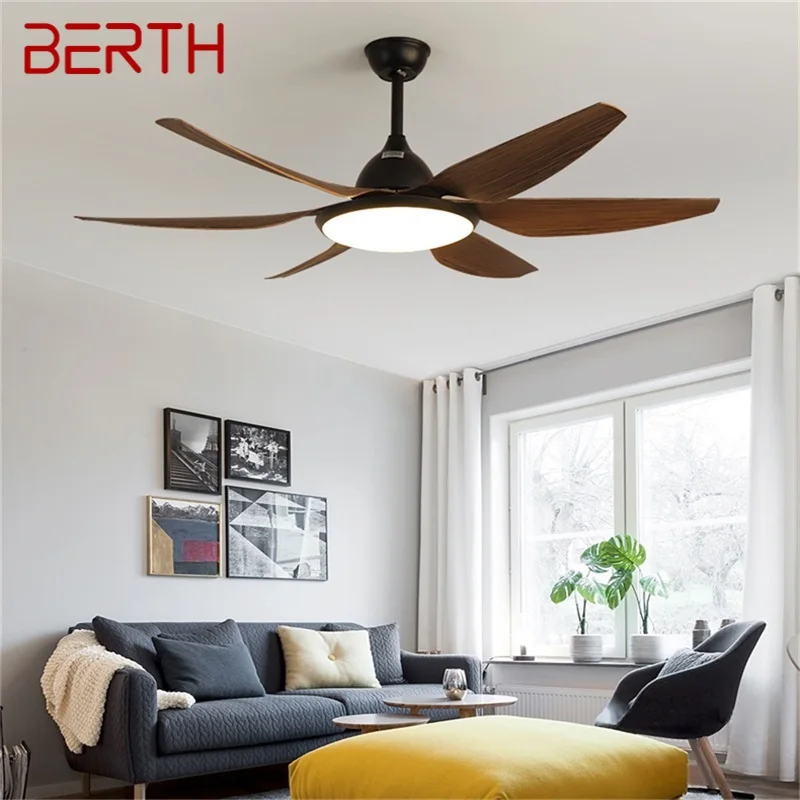 

BERTH Classical Wood 56” Ceiling Fan Light with Remote Control LED Lamp for Home Dining Living Room