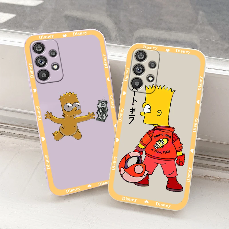 

Disney Simpsons Bart Cute Phone Case For Samsung Galaxy A73 A53 A33 A52 A32 A22 A71 A51 A21S A03S A50 5G Liquid Rope Cover