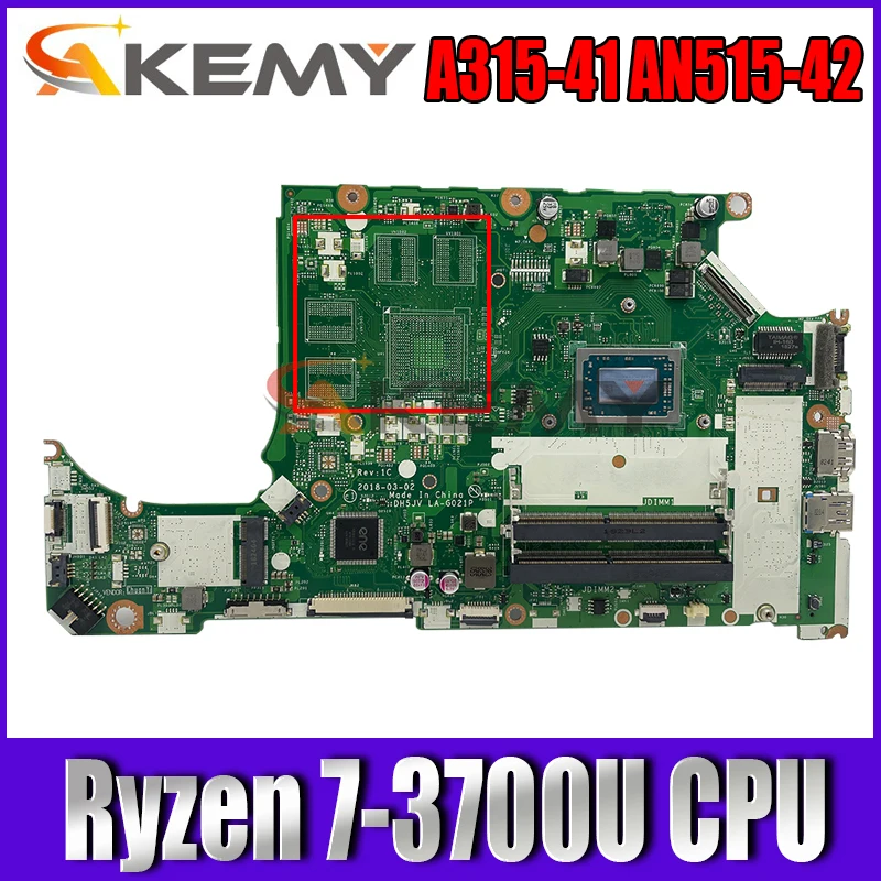 

NBGY911008 NB.GY911.008 For Acer ASPIRE A315-41 AN515-42 Laptop Motherboard DH5JV LA-G021P With Ryzen 7-3700U CPU DDR4 100% Test