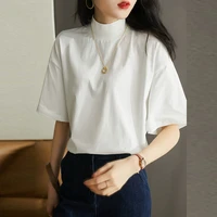 half turtleneck loose fit t shirt shirts women casual cotton harajuku streetwear women top korean tops tees summer