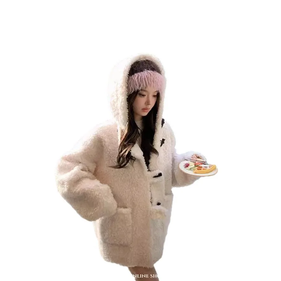 Тедди бычьего рога 24 осень/зима новое шерстяное пальто из овечьей шерсти с