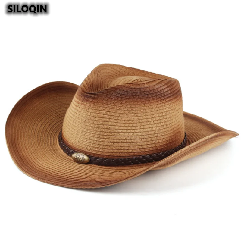 

Western Cowboy Hat Panama Spring Summer Beach Cap Women Sombrero Men's Straw Hat Sun Hats Fedora Hat Jazz Hat Chapeu 2022 New