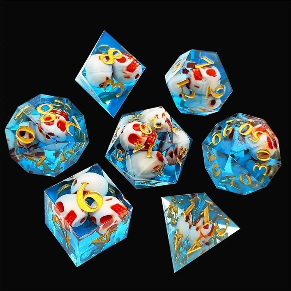 

7 Pcs Coulorful Multi Sides Polyhedral Dice Set D6 D8 D10 D12 D20 Resin Dices Table Games Accessory For D&d DND Party Supply