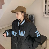 hooded jacket love embroidery retro baseball uniform womens jacket spring autumn winter loose cotton clothes cotton clothes