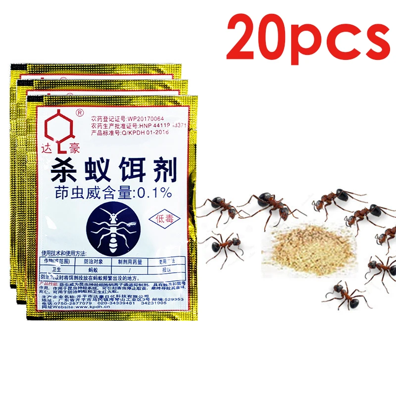 20 Pieces Strong Clear Ant Bait Powder Yellow Black White Te