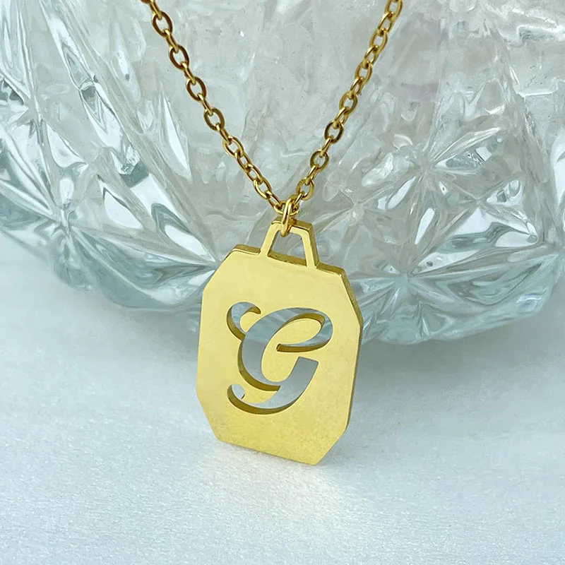 

Personalized A-Z Initial Letter Necklace For Women Stainless Steel Geometric Cute Pendant Custom Girlfriend Birthday Gift