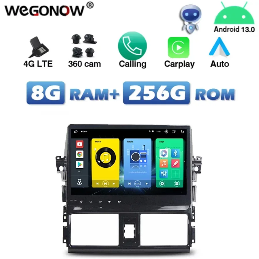 4G SIM беспроводной Carplay Auto Android 13.0 8 ГБ + 256G автомобильный DVD-плеер Wi-Fi Bluetooth RDS RADIO GPS