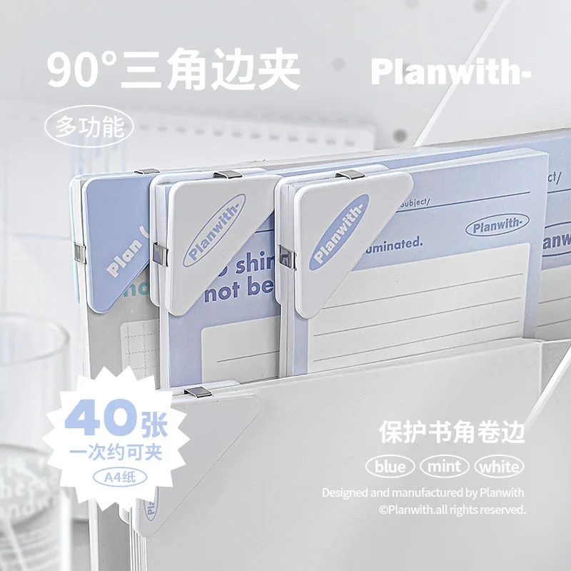 

4/6pcs Paper Clip Triangle Corner Clips Kawaii Page Holder File Index Photo Clamp Korean Stationery Office School Desk Organizer