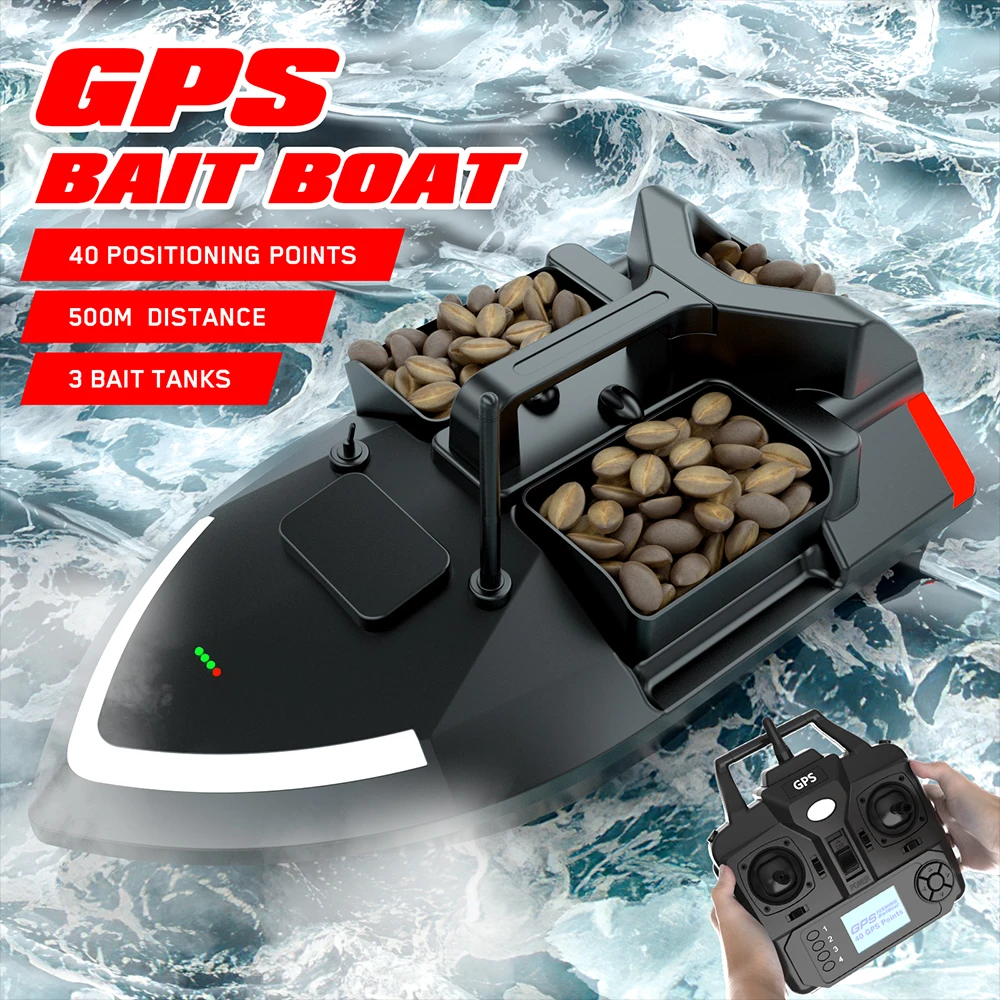 Flytec V020 GPS 500 Meters RC Bait Nest Boat Smart 40 Points Positioning Fishing Boats High Speedship Toys for Adult Fish Finder
