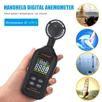 mini handheld anemometer battery operated wind speed meter lcd backlight display 0 4 30ms wind speed measuring tool tester