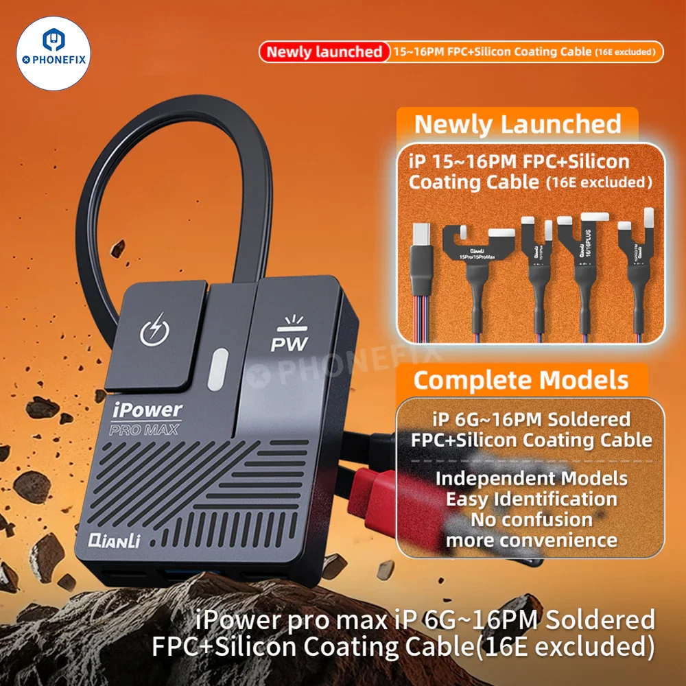 Фото Qianli Модернизированный кабель питания iPower Pro Max 8-го поколения с одной кнопкой для iPhone 6–16 Pro Max, зарядка и питание №2