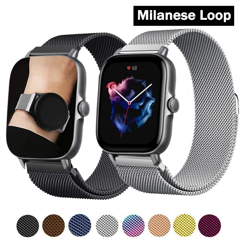 

Ремешок магнитный для Amazfit gts 2mini Bip/Gtr/47 мм/42 мм/GTR2/2e, металлический браслет для часов 20 мм 22 мм