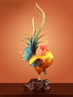 home decor copper rooster ornaments lucky golden rooster figurine living room porch office wine cabinet display decoration craft