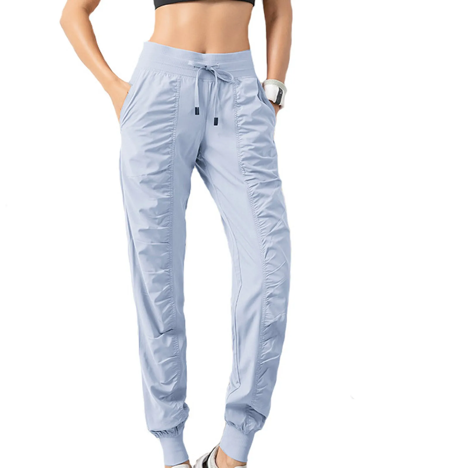 

2022 New Drawstring Waist Cargo Sports Pants Women Elastic Quick Dry Sport Trousers Women Joggers Streetwear Leisure Pants