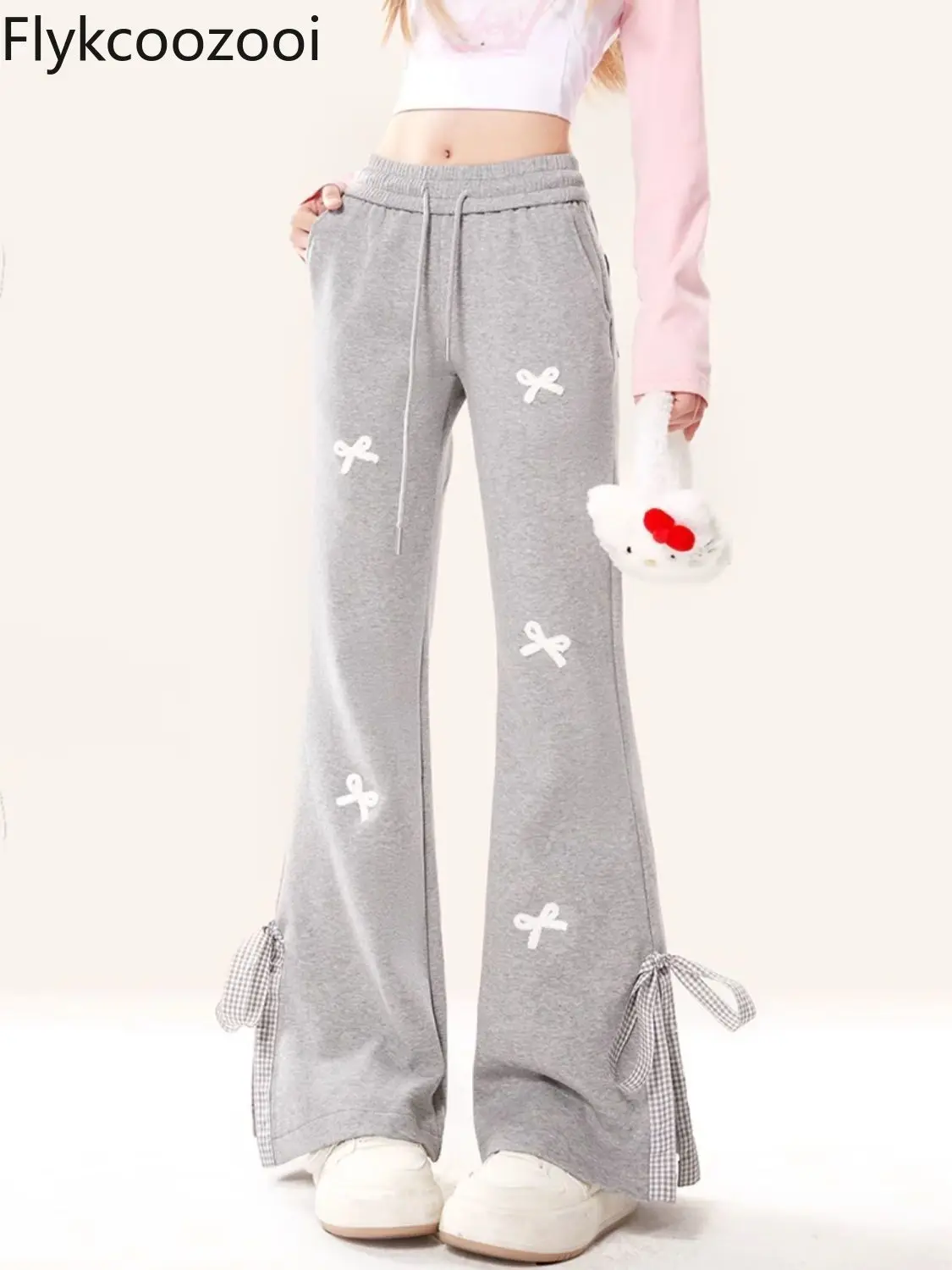 Повседневные тренировочные брюки в стиле колледжа с бантом женские новые