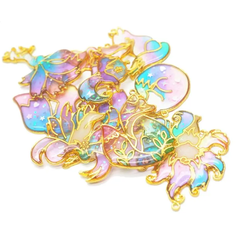 10 шт. для умных лисиц подвеска в виде животного смоляная рамка открытая с петлей