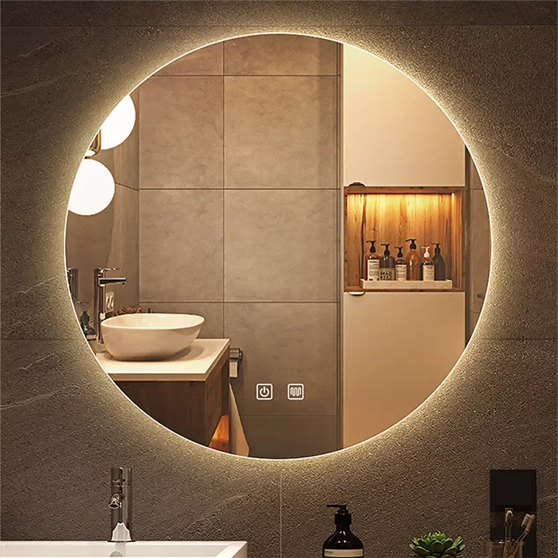 

60cm 23.62" LED Smart Frameless Silver Anti-Frog Demist Round 3 color Backlit Light Vanity Bathroom Mirror