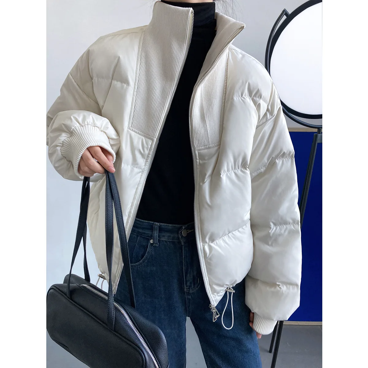 2022 New Design Sense Standing Collar Short Section Down Jacket Female Small 90 White Duck Down Jacket