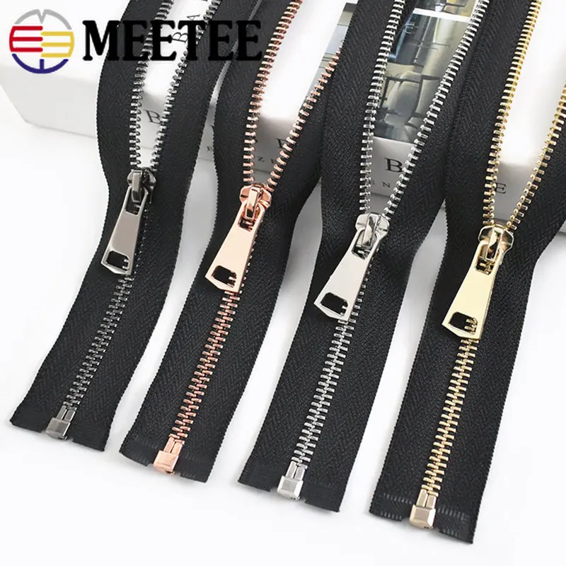 1/2Pcs 15-80cm 5# Metal Auto Lock Zips Open/Close-end Zippers for Sewing Jacket Garments DIY Clothing Sewing Zipper Accessories