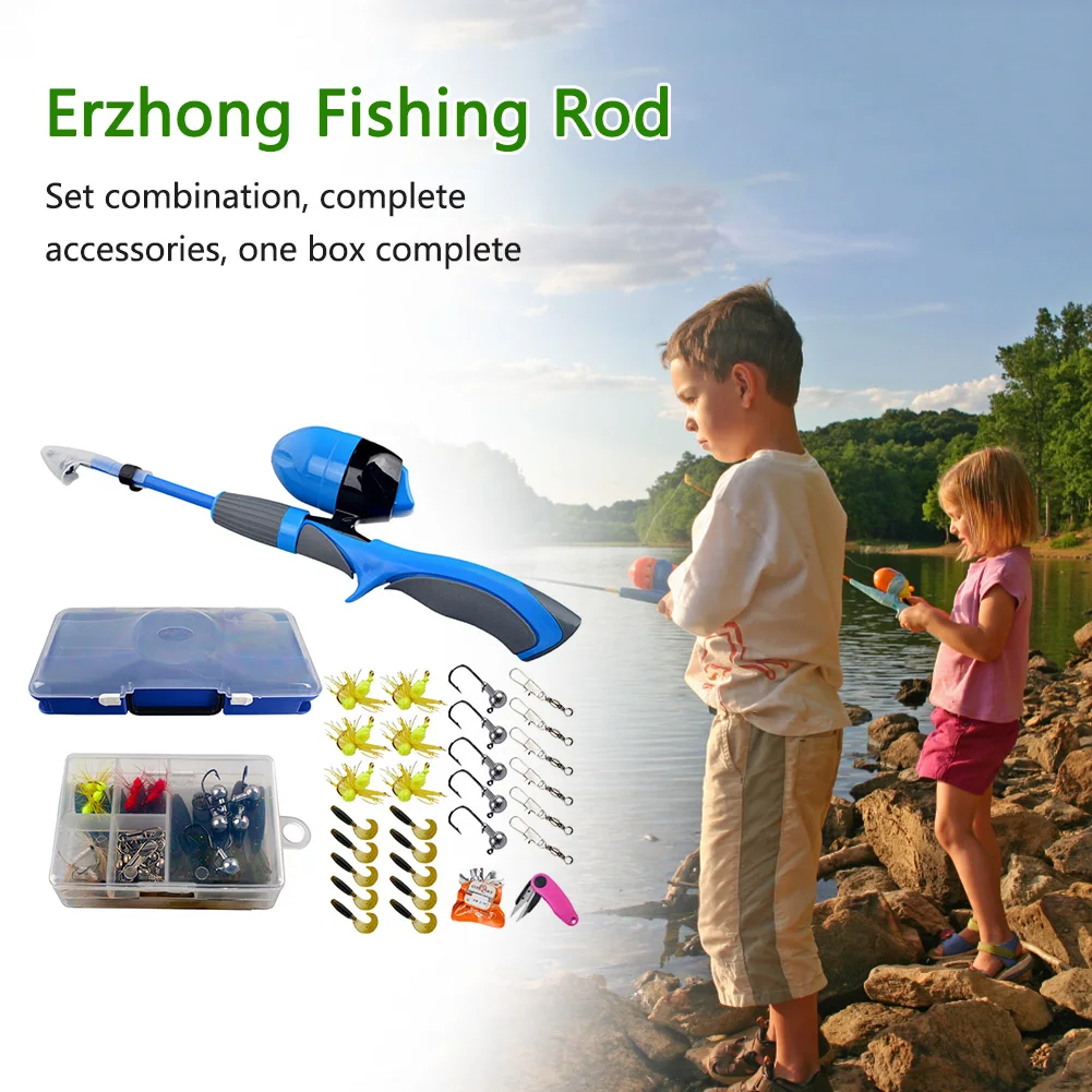 

Child Telescopic Fishing Rod and Reel Combo Kit Ceramic Guide Ring Fishing Pole Set for Leisure Entertainment Outdoor Activities