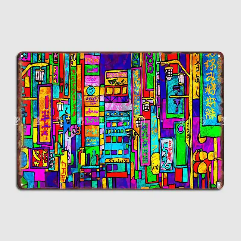 

Trippy Tokyo Kabukicho Metal Sign Cinema Living Room Cave Pub Retro Garage Decoration Tin Sign Posters