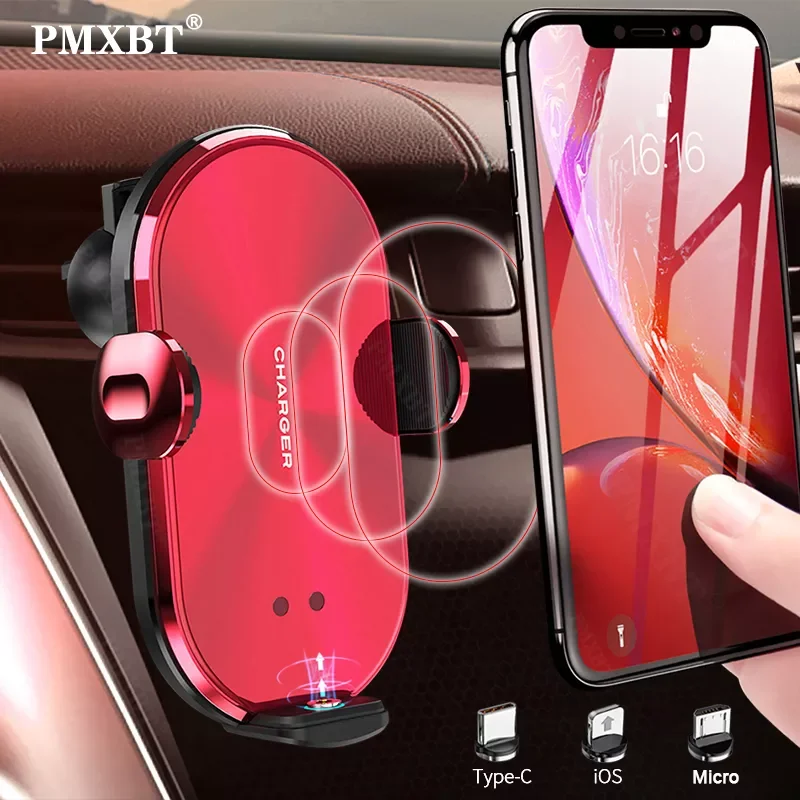

Free Shipping Qi 10W Wireless Car Charger Auto Induction Clamping Air Vent Mount Holder For iPhone Mobile Phone Fast Charging Wi