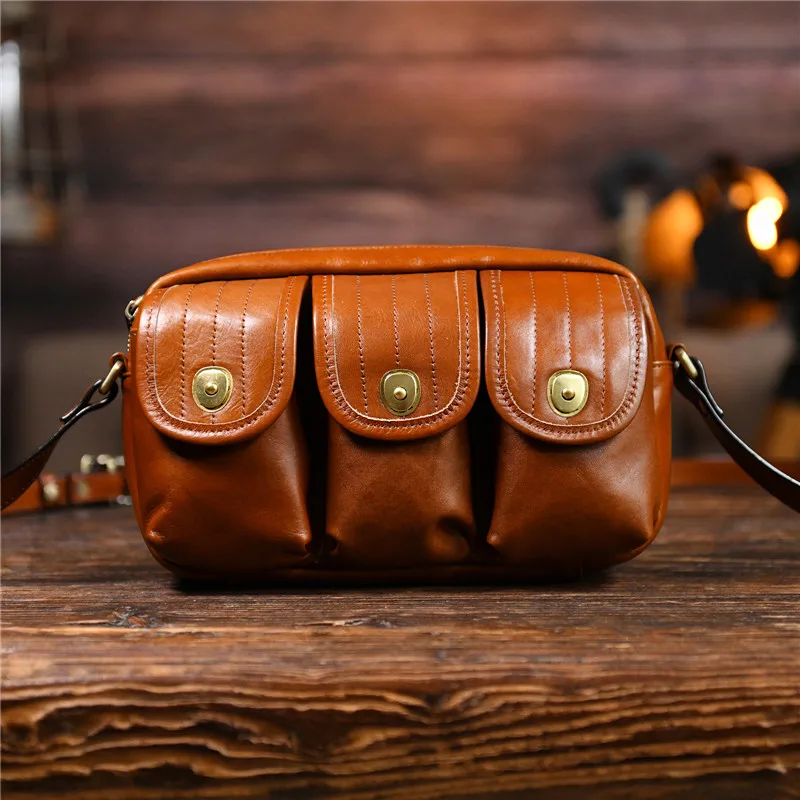 PNDME outdoor casual luxury genuine leather men's messenger bag designer high-quality real cowhide multi-pocket shoulder bag