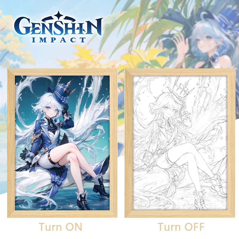 Genshin Impact Cosplay Furina Wriothesley светодиодный фонарик Ночная лампа Kaveh Venti Искусство Декор