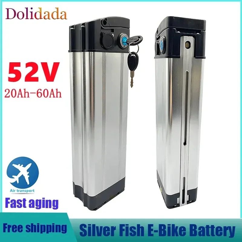 

Аккумулятор для электровелосипеда silverfish, литиевая батарея 52 в, 20 А/ч, 30 А/ч, 40 А/ч, 50 а/ч, 60 А/ч, с алюминиевым фонарем с защитой от кражи