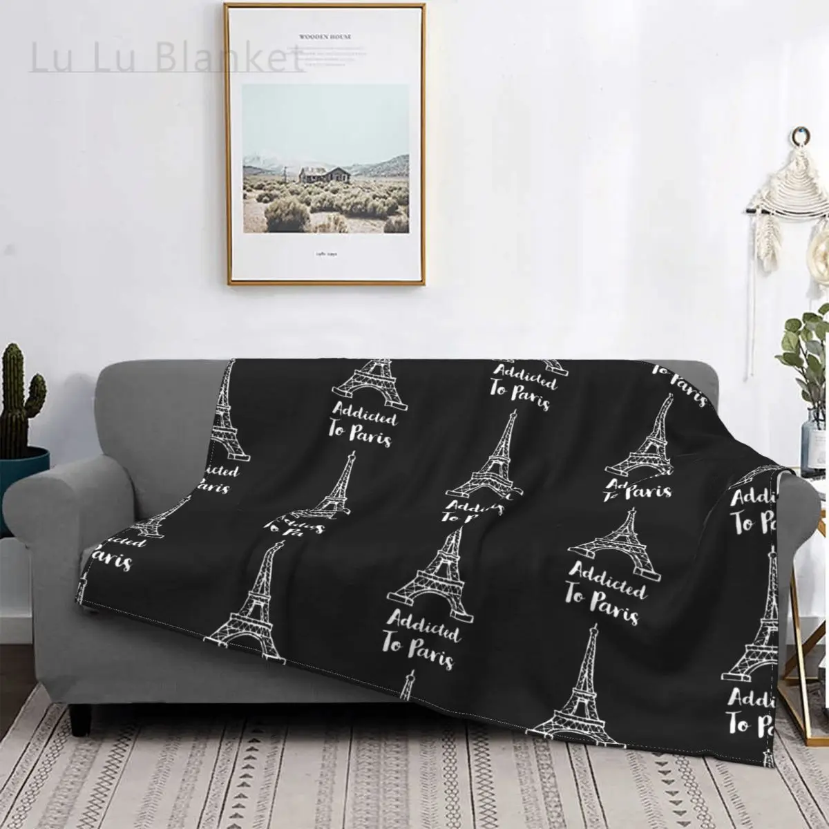 

Addicted To Paris Eiffel Tower Lovers Addiction Quotes French 2021 Blanket Fleece Soft Throw Blanket for Bed Couch Bedding Throw
