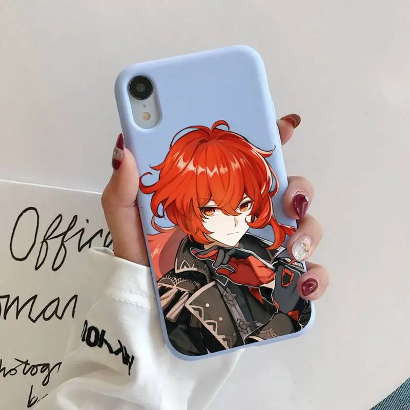 

Genshin Impact Phone Case for iPhone 11 12 13 Mini Pro Xs Max 8 7 6 6S Plus X XR Solid Candy Color Case